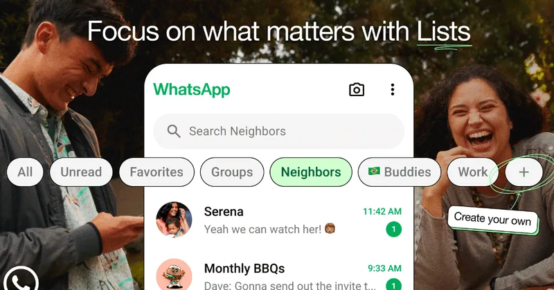 WhatsApp lijsten rolt uit voor iedereen
