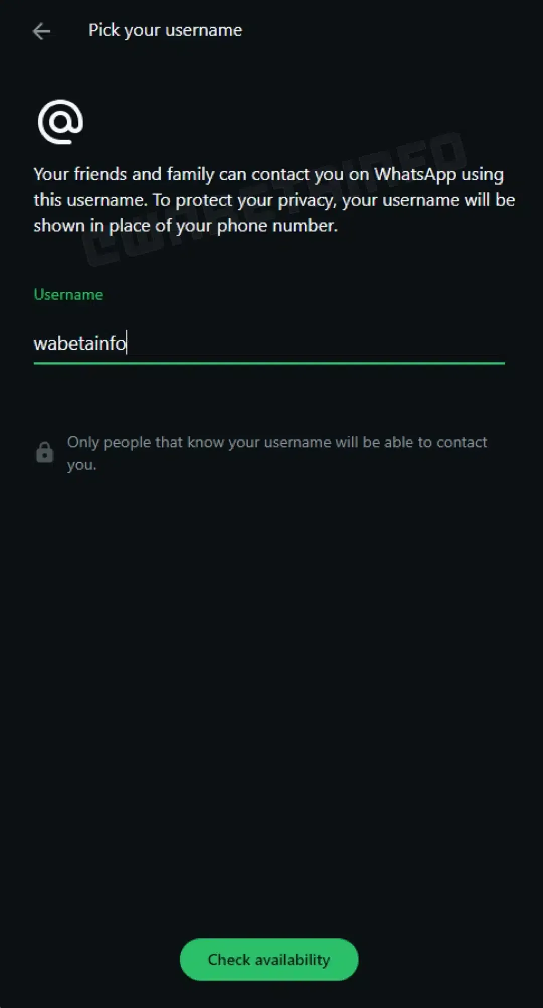 Gebruikersnamen voor WhatsApp zoals ontdekt door WAbetainfo