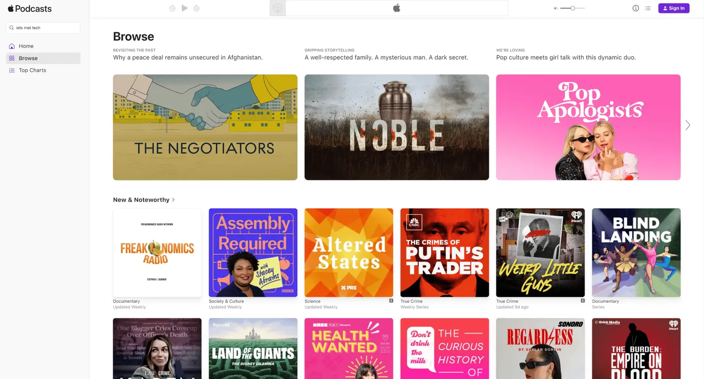 Apple Podcasts op het web