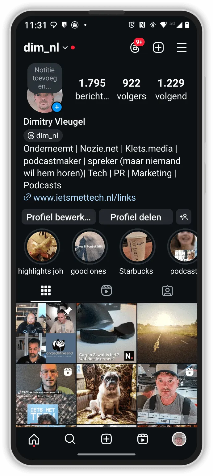 Profielkaart Instagram