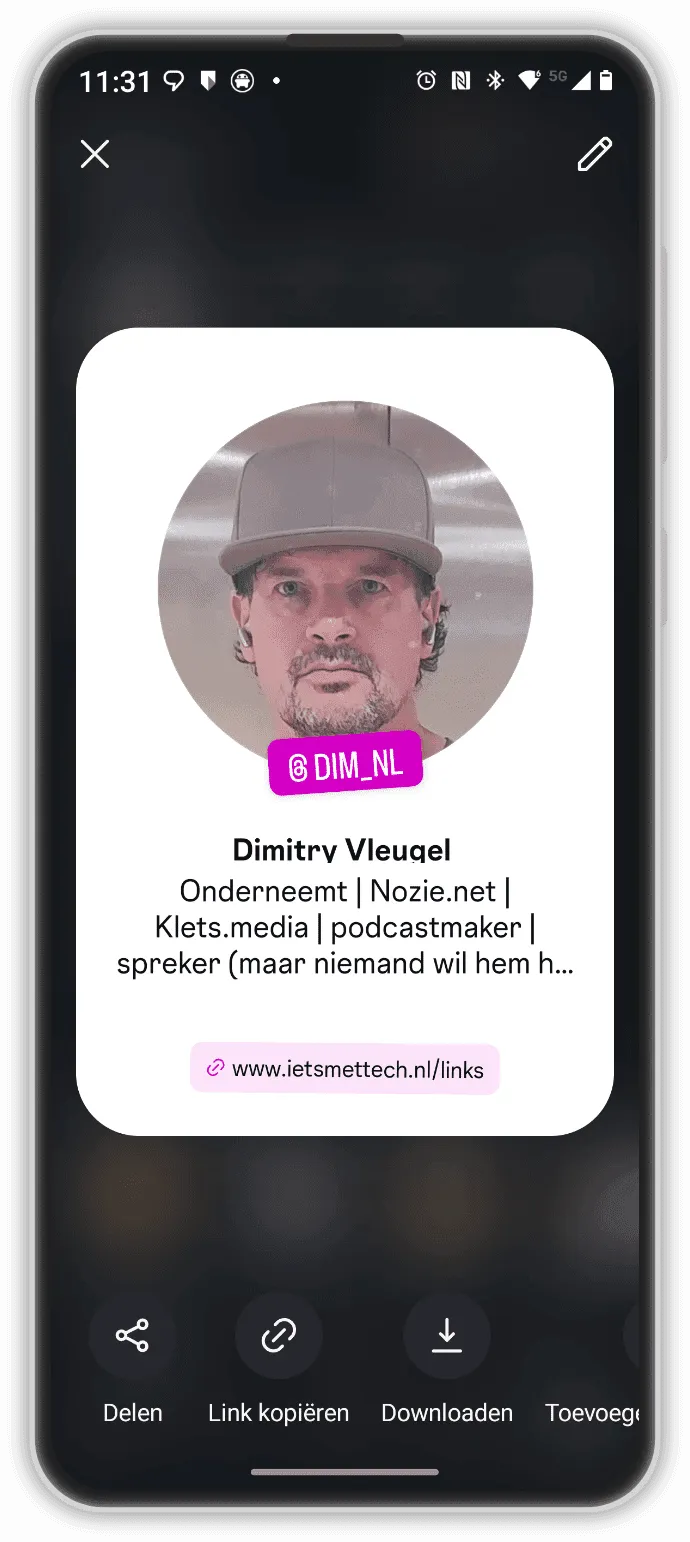 Profielkaart Instagram